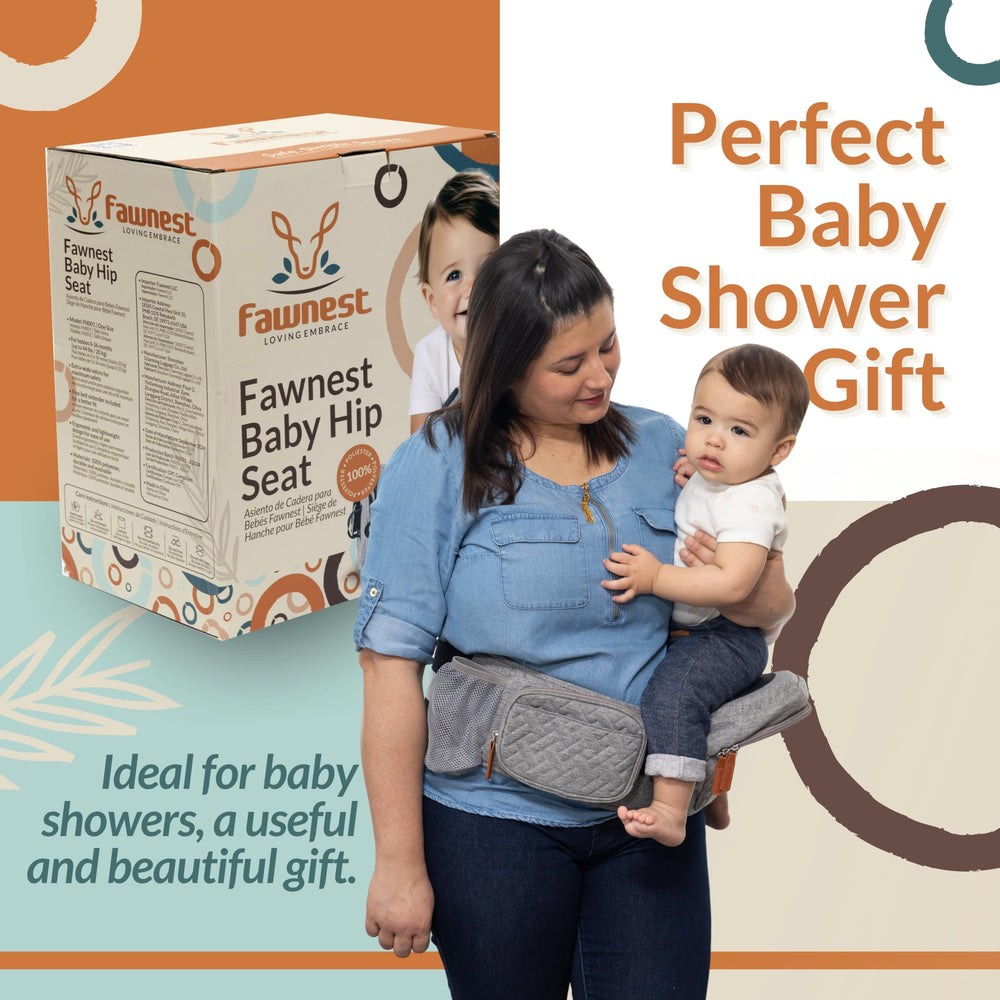 FAWNEST baby hip seat carrier travel-friendly image highlights portable baby travel essential