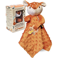 FAWNEST Baby Lovey with pacifier holder close-up showing secure design for calm moments