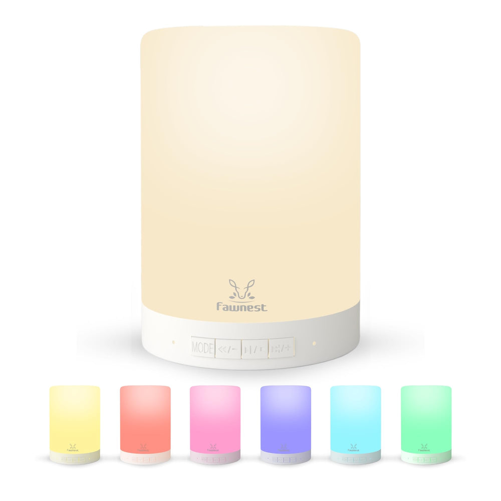 FAWNEST baby night light with soft glow creates cozy nursery ambience for bedtime.