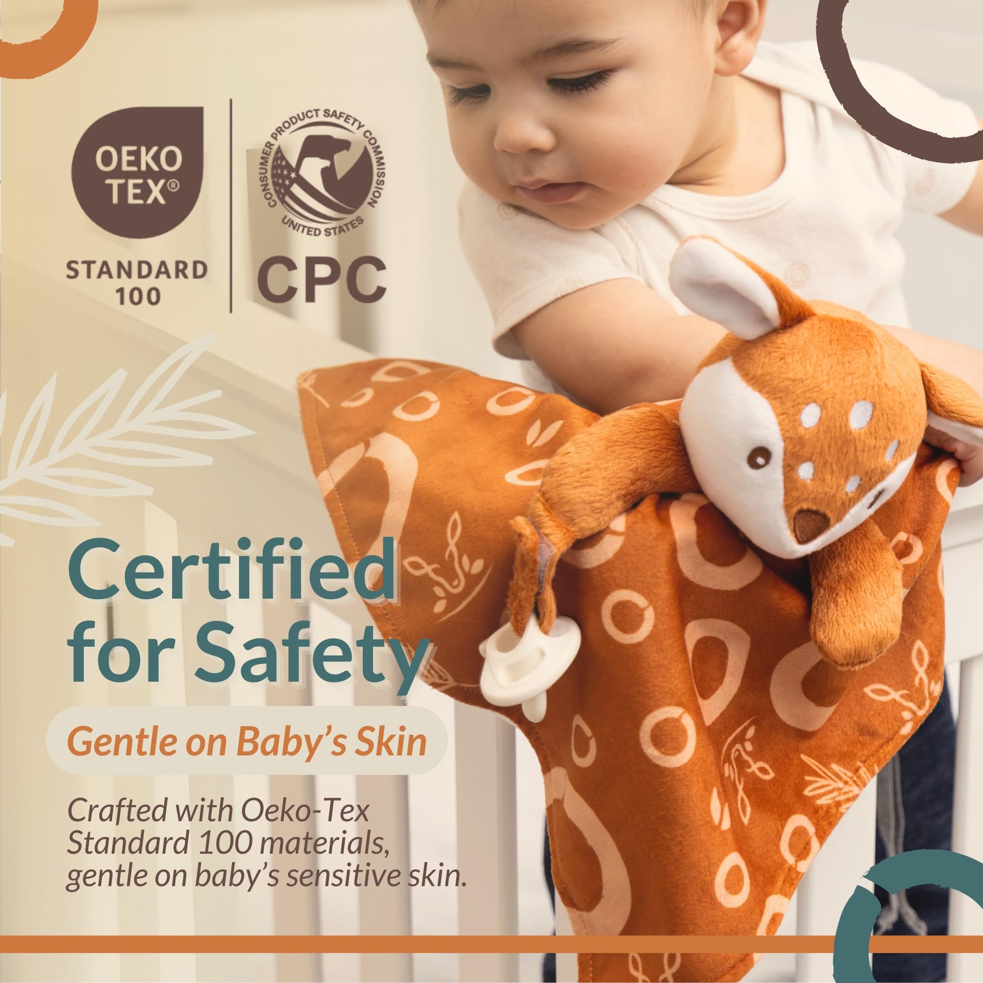 FAWNEST gender-neutral pattern promotes independent soothing in nursery