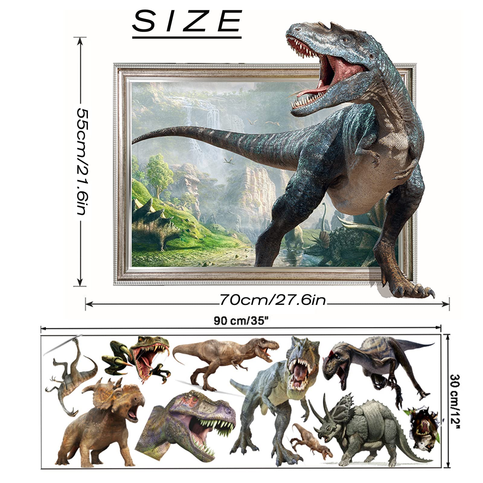 FAYYGYH large dinosaur wall decal 70x60 cm on a clean wall for a focal point