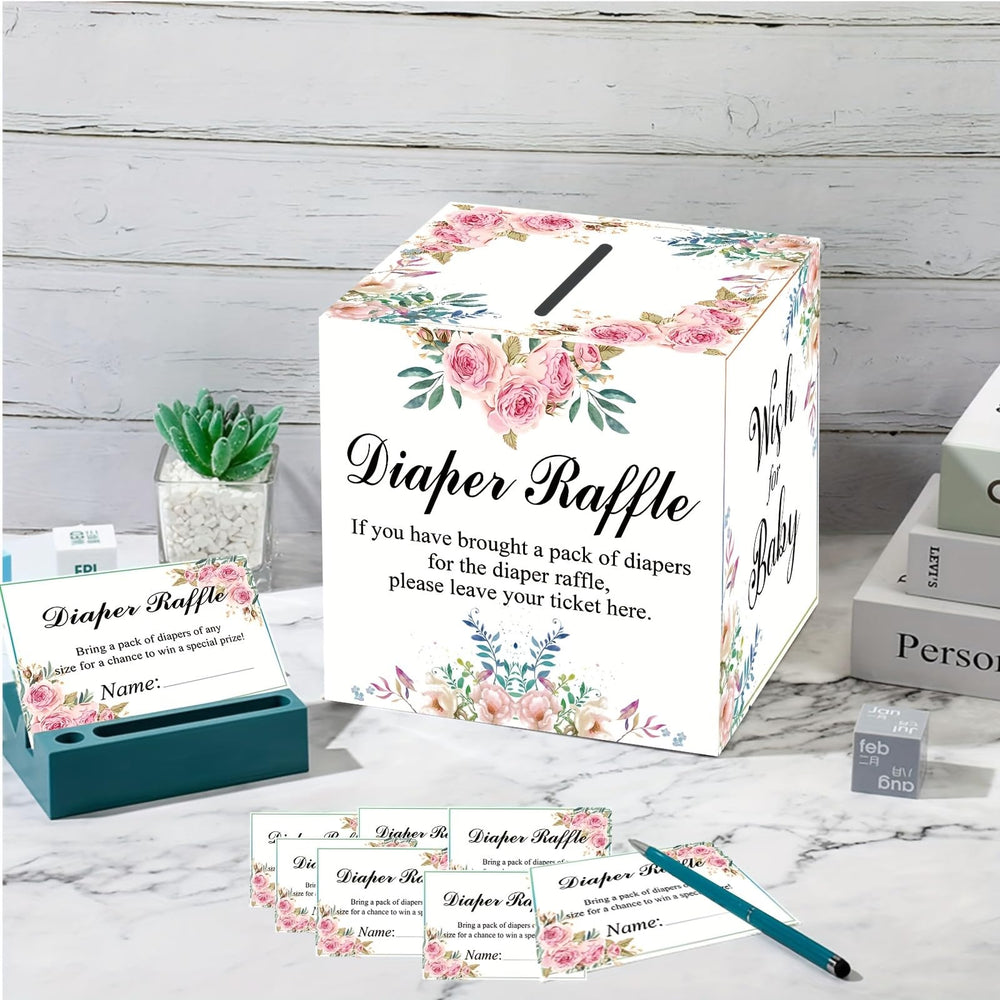 FCDECOR Diaper Raffle Box includes advice cards to capture heartfelt parent wishes