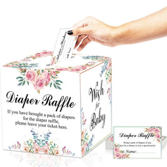 FCDECOR Diaper Raffle Box front view shows sturdy, stylish centerpiece for baby showers