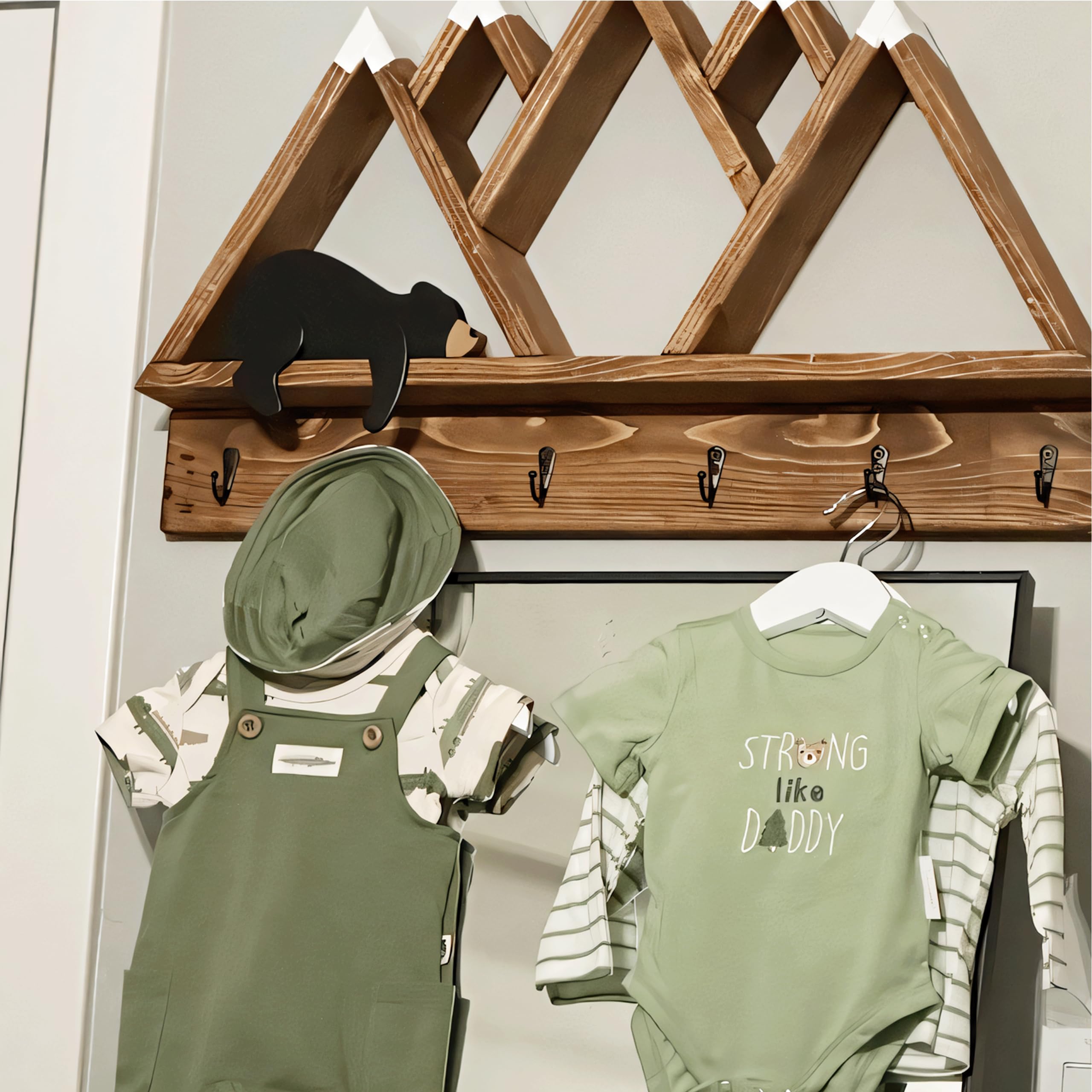 Fcimu Wooden Bear Nursery Decor close-up shows smooth wood