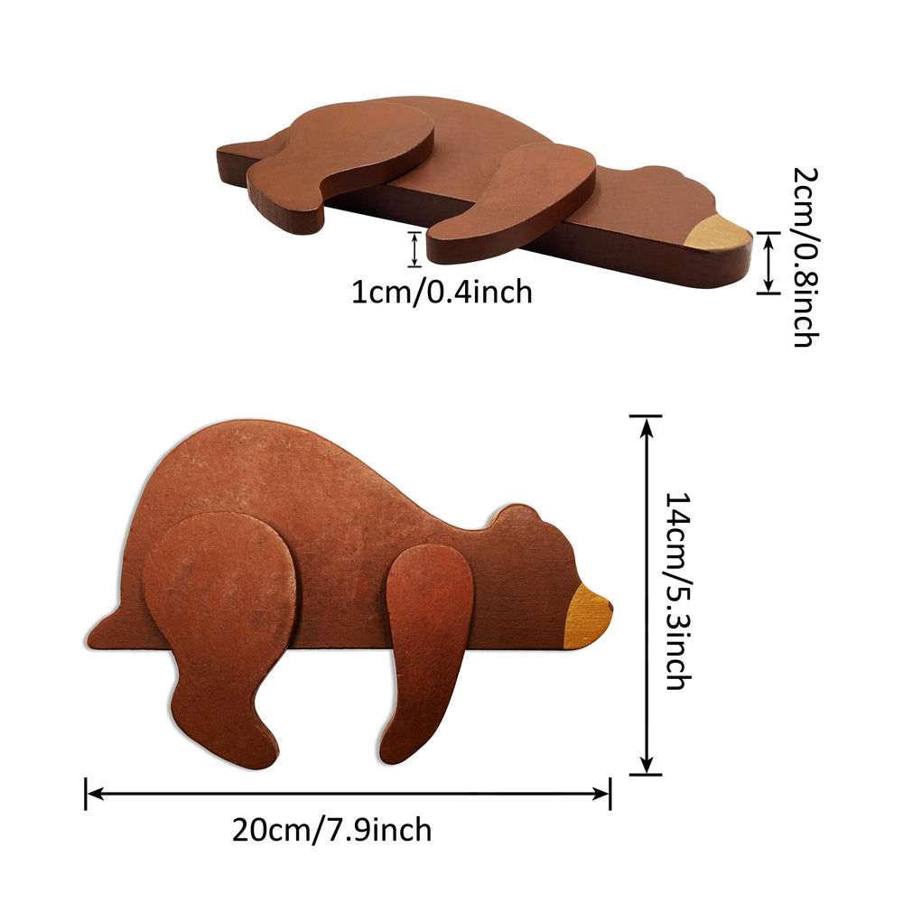 Fcimu wooden bear nursery decor front view highlights the 8x6 inch size.