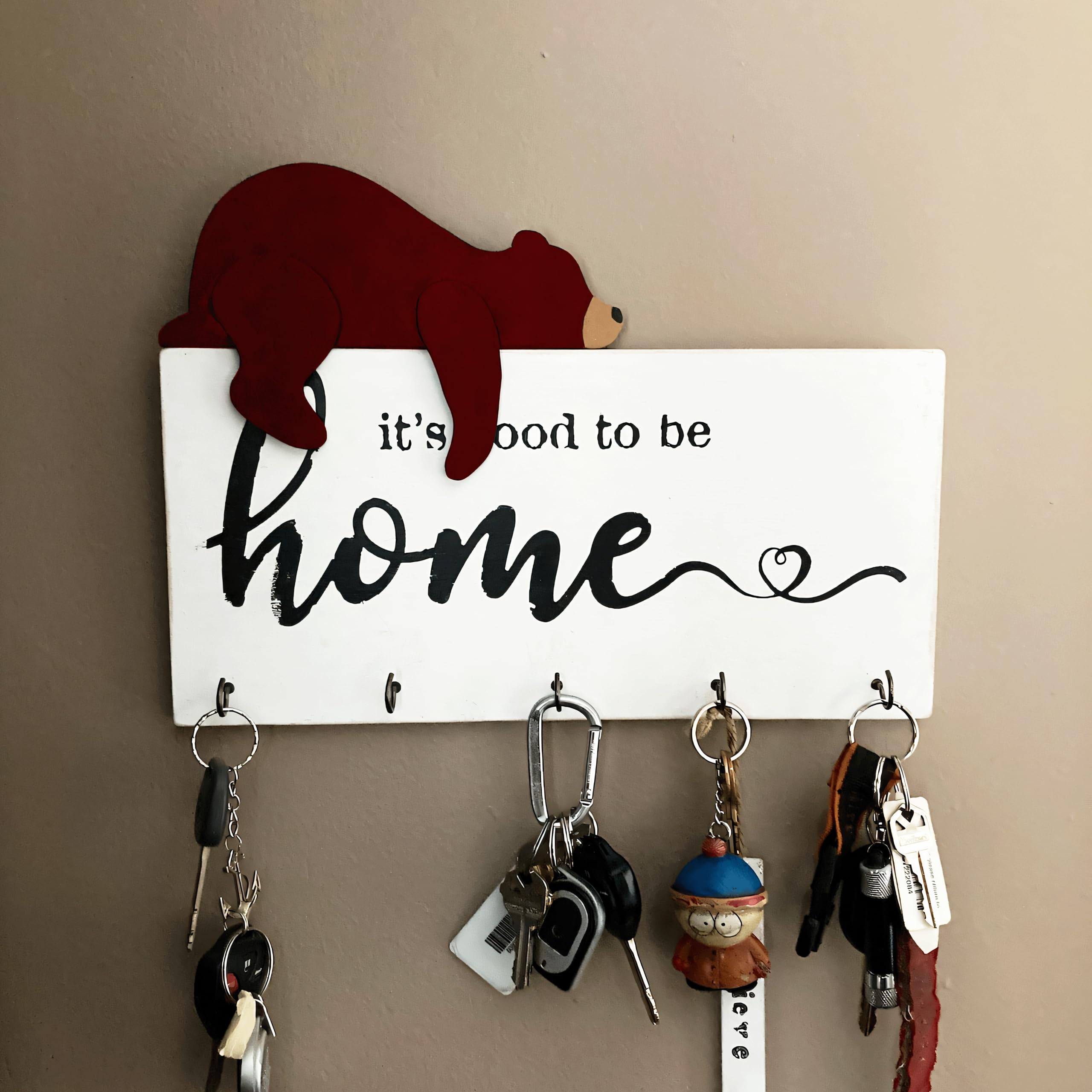 Fcimu wooden bear decor shown in a baby's room as a charming shelf accent.