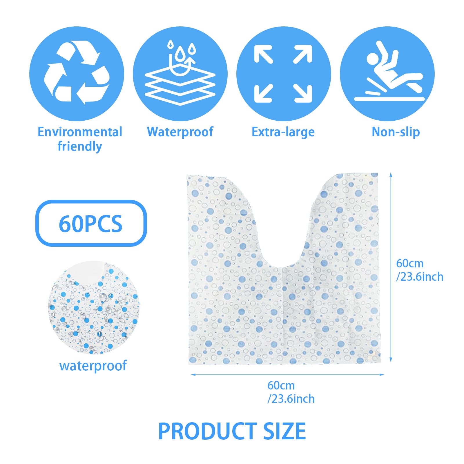 FCQWMTSD U-shape toilet mat non-slip for safer bathroom use.