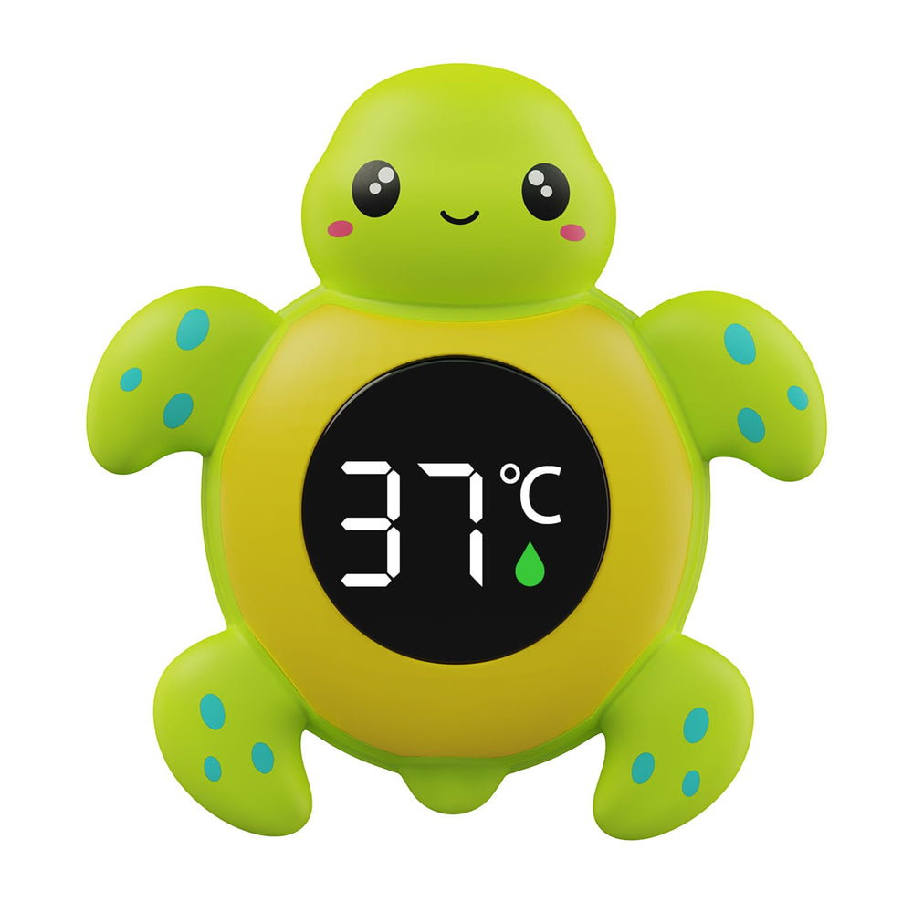 FDK baby bath thermometer front view with color-coded safety display for bath time.