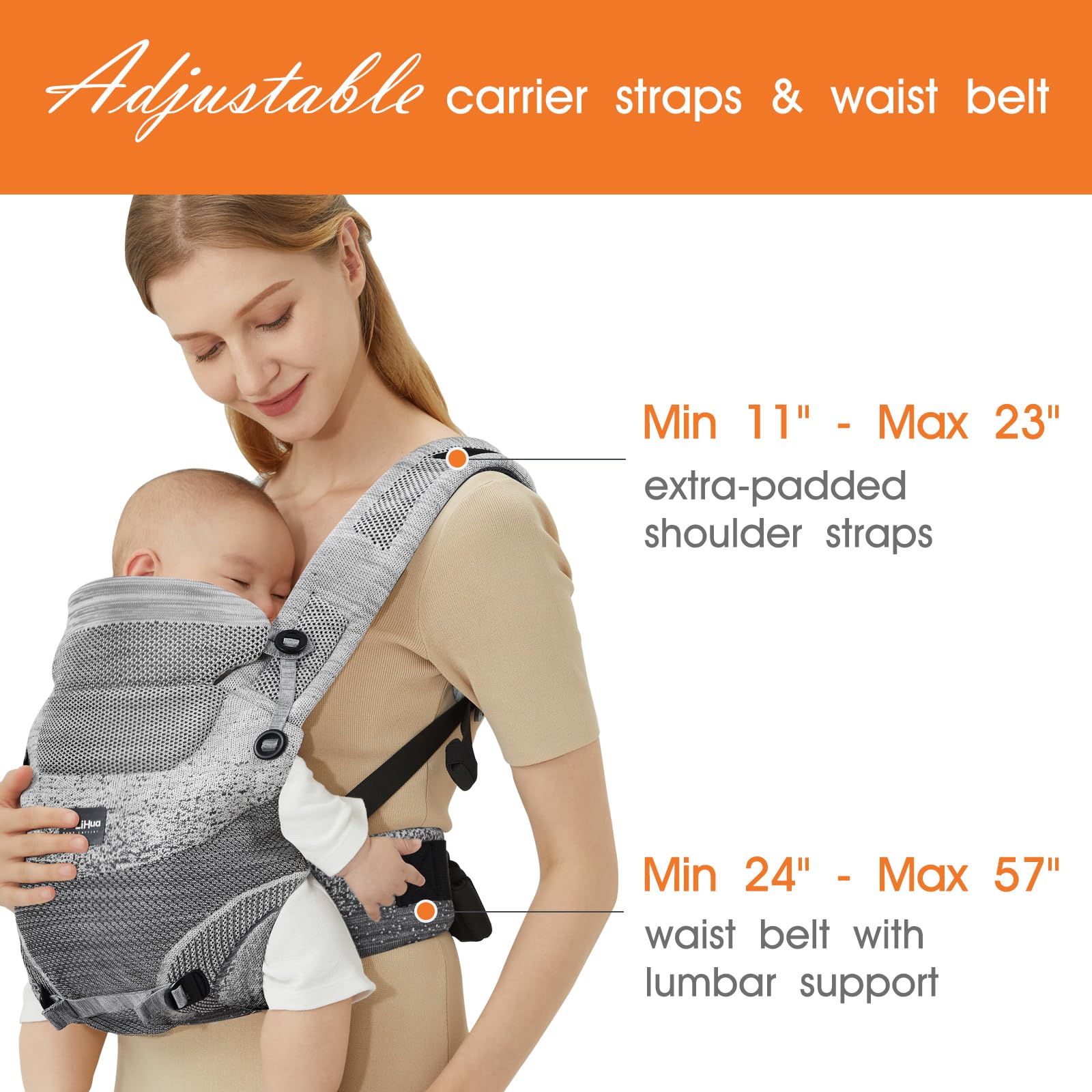 Fe Li Hua baby carrier in outward-facing mode for toddler exploration
