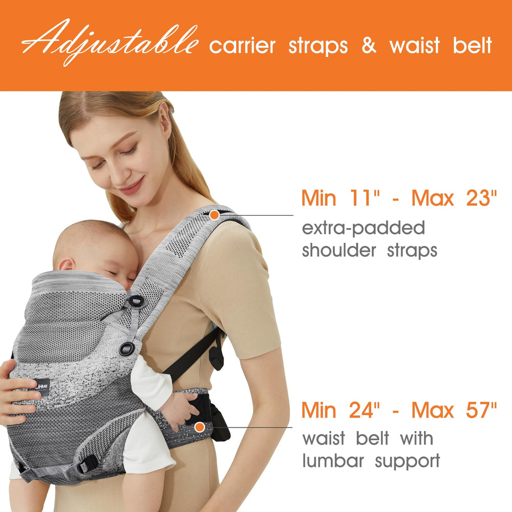 Fe Li Hua baby carrier in outward-facing mode for toddler exploration