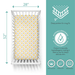 Featherhead 2-pack elephant print fitted crib sheets in soft cotton for nurseries.
