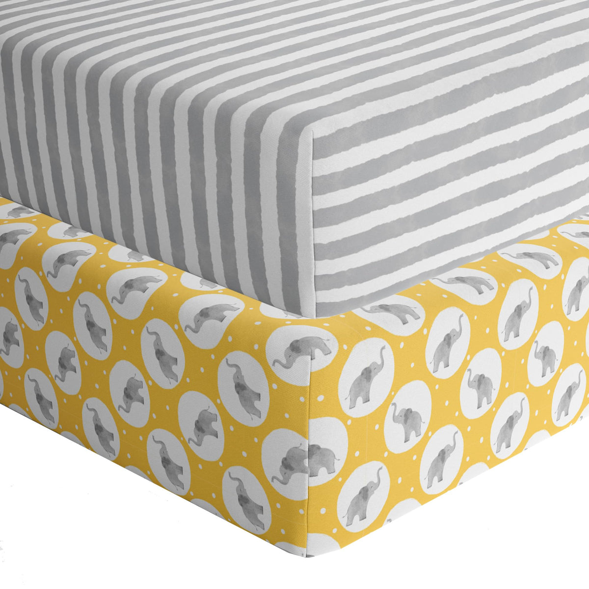 Featherhead 2-pack fitted crib sheets packaging with ribbon for eco-friendly gifting.