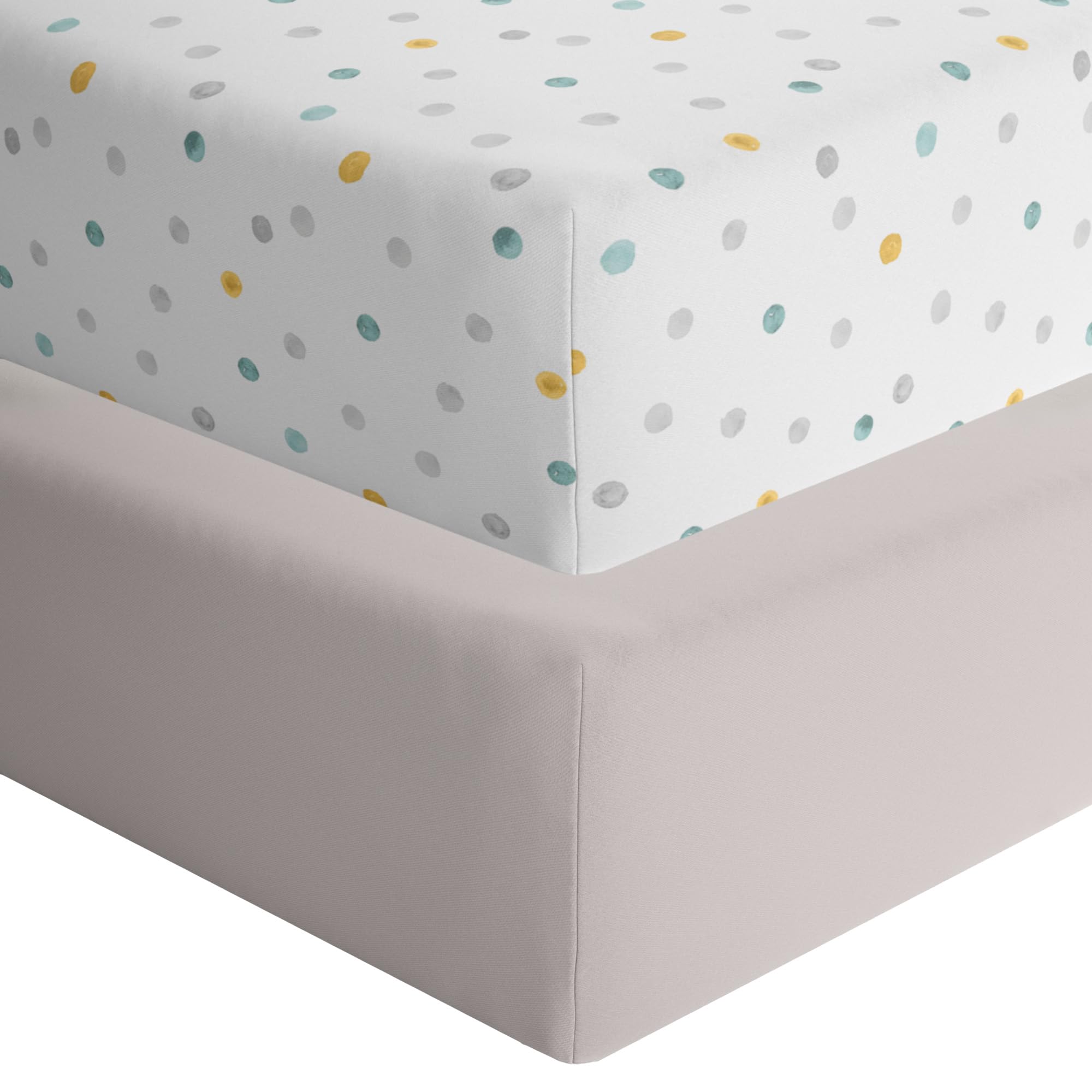 Featherhead 2-pack fitted crib sheets packaging, eco-friendly gift-ready presentation for newborns.