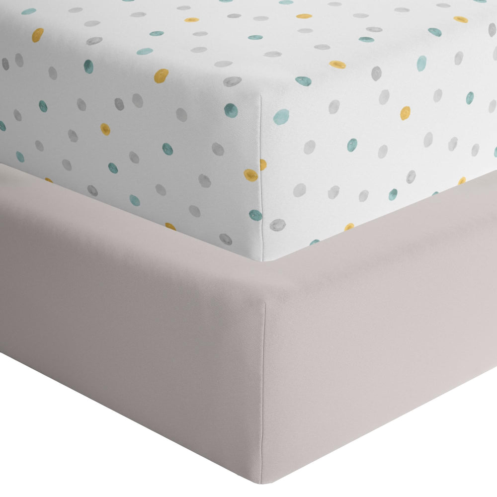 Featherhead 2-pack fitted crib sheets packaging, eco-friendly gift-ready presentation for newborns.