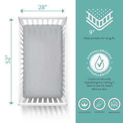 Featherhead 2-pack fitted crib sheets feature secure elastic for snug corners.