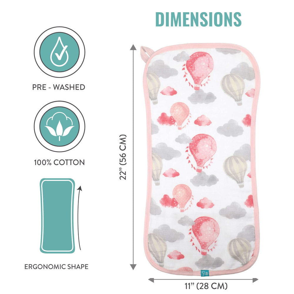 Featherhead burp cloths stacked and tied for gift-ready presentation