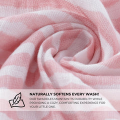 Featherhead swaddle 47x47 unfolded close-up highlights generous size and breathable weave.