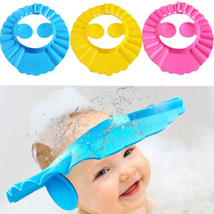 FEBSNOW baby shower cap blue on head protects eyes and ears during bath time