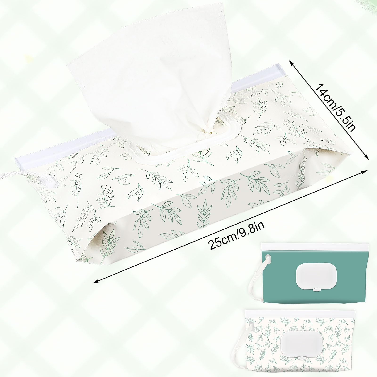 FEBSNOW wipes dispenser with blue leaves design ready for travel and home use.