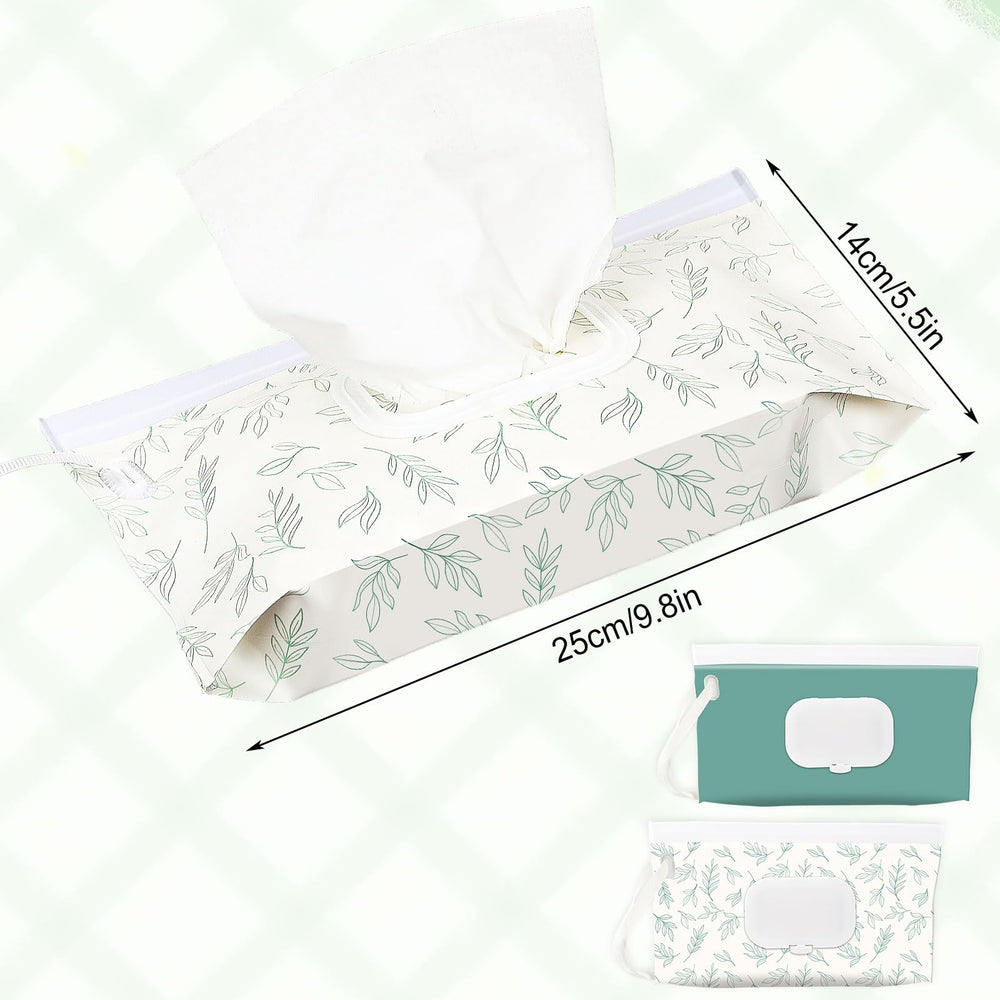 FEBSNOW wipes dispenser with blue leaves design ready for travel and home use.