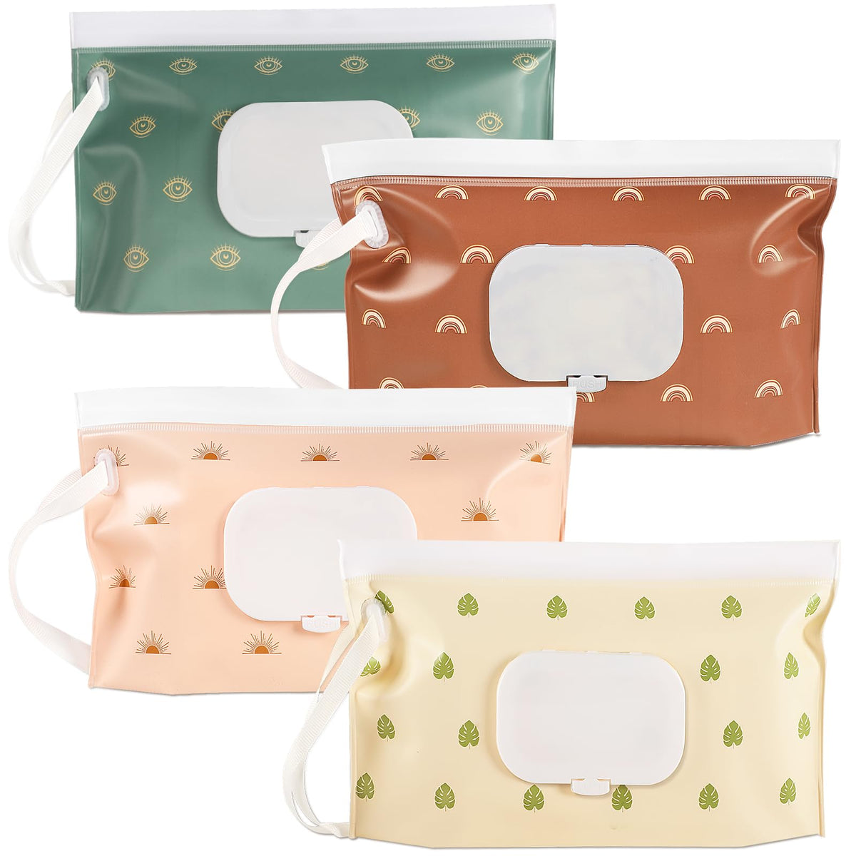 FEBSNOW boho wipes dispenser 4pack in colorful pattern for easy on-the-go diaper changes