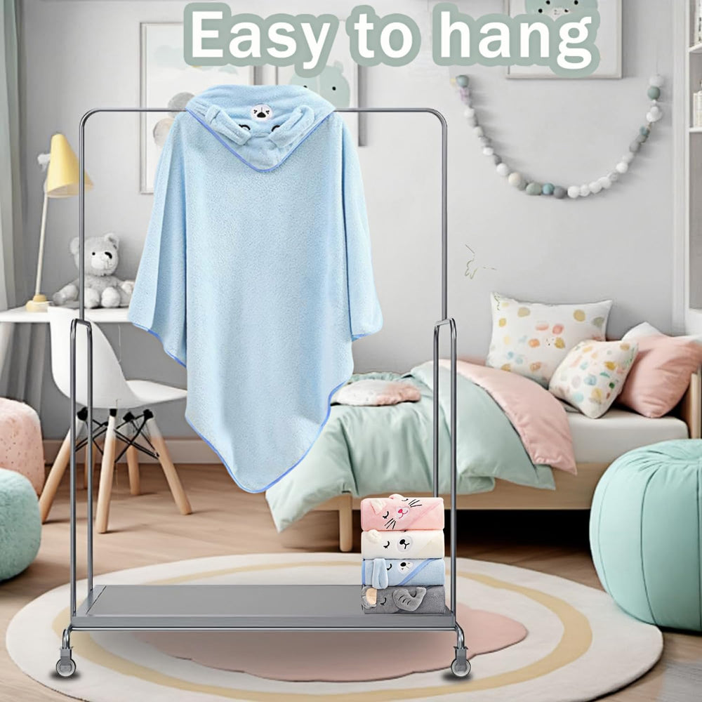Febvao hooded towel on baby demonstrates cozy warmth and full-body coverage after baths.