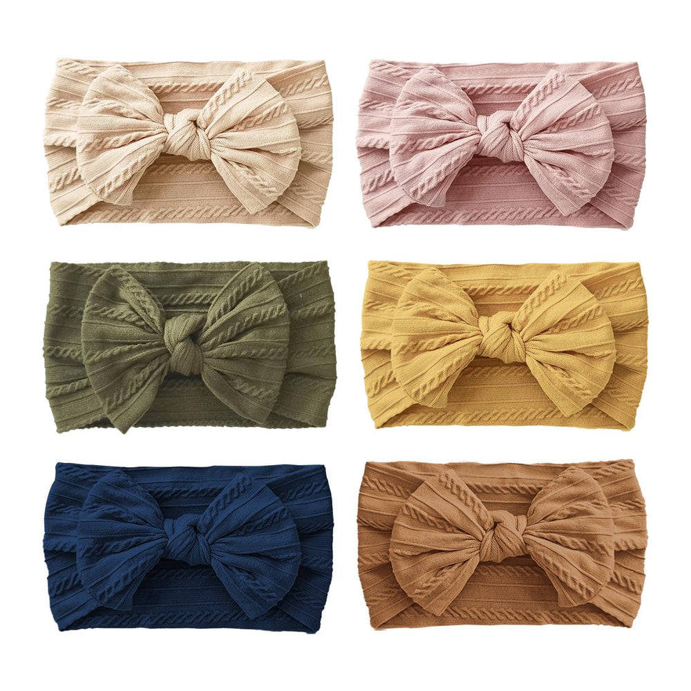Fecawd 6pcs baby headbands color set, soft nylon for gentle all-day wear.