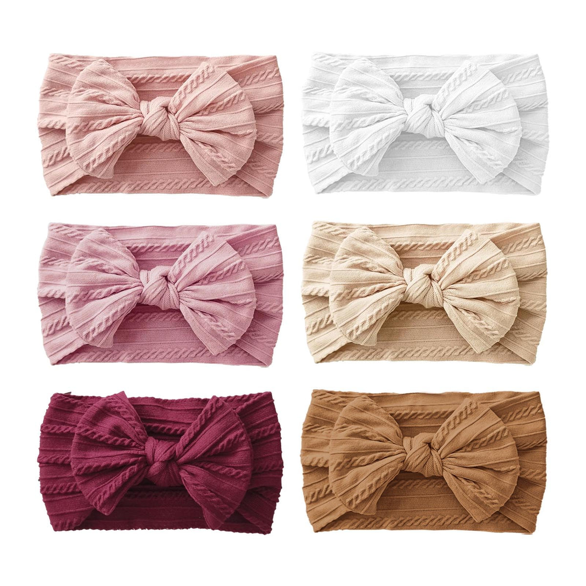 Fecawd baby headbands 6pc set pastel colors, perfect for coordinating outfits.