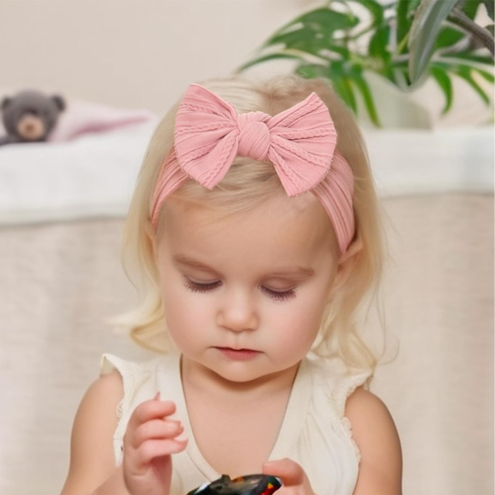 Fecawd baby headbands color-display shows six-color set for matching outfits