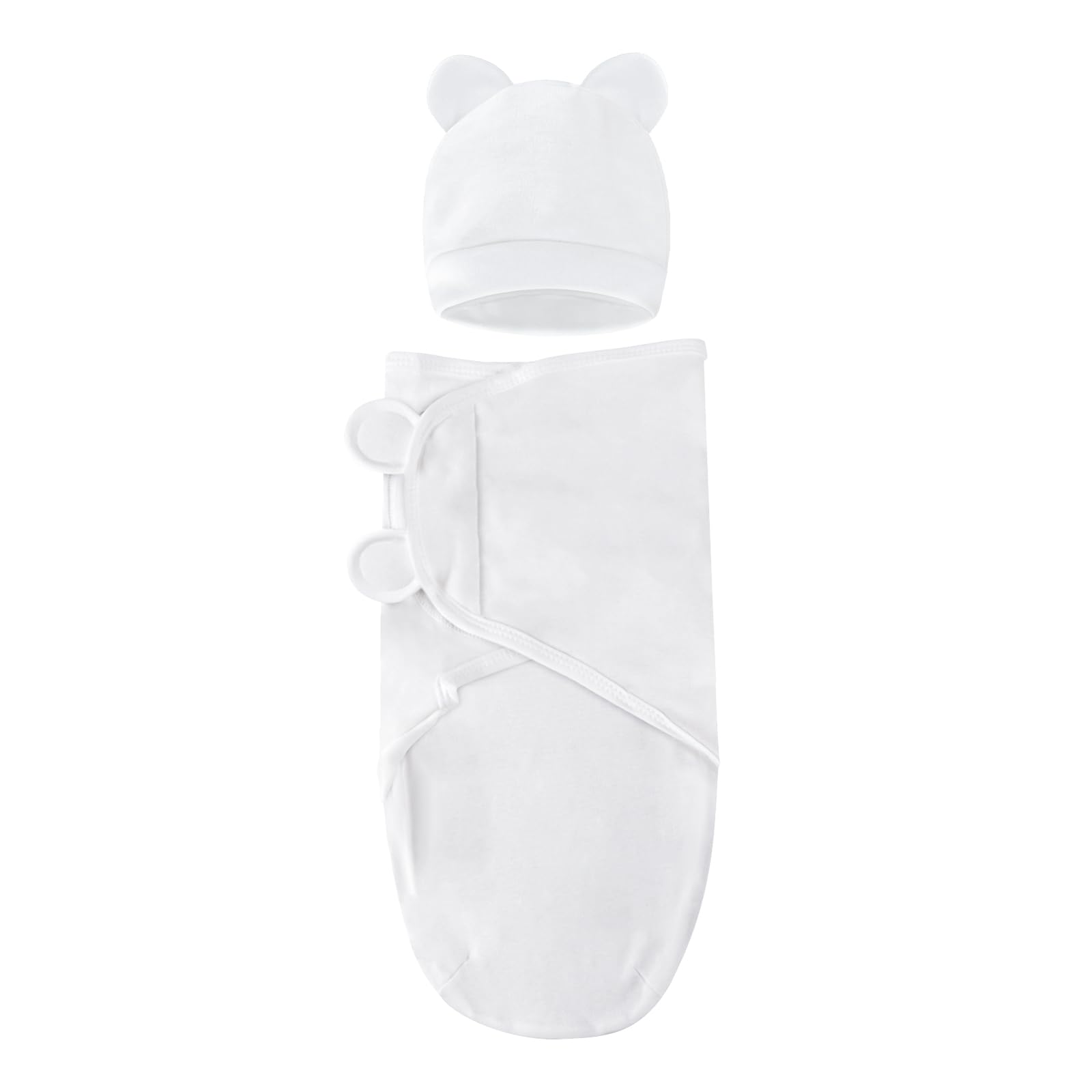 Fecawd baby swaddle set with hat in soft fabric for gentle newborn comfort.