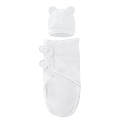 Fecawd baby swaddle set with hat in soft fabric for gentle newborn comfort.