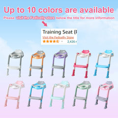 Fedicelly sky blue potty training seat with ladder front view showing height and grip.