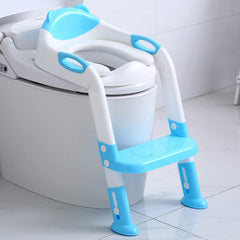 Fedicelly sky blue potty training seat with ladder side view highlighting safety features.