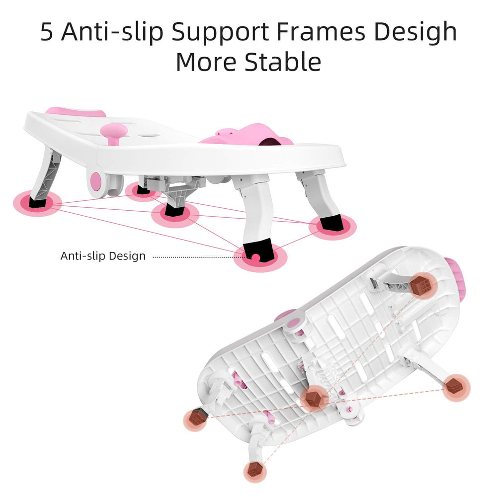 Fedicelly pink chair with five non-slip feet stays stable during washes.