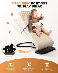 Feeplas baby bouncer-3-point-harness: secure safety harness keeps baby safely seated.