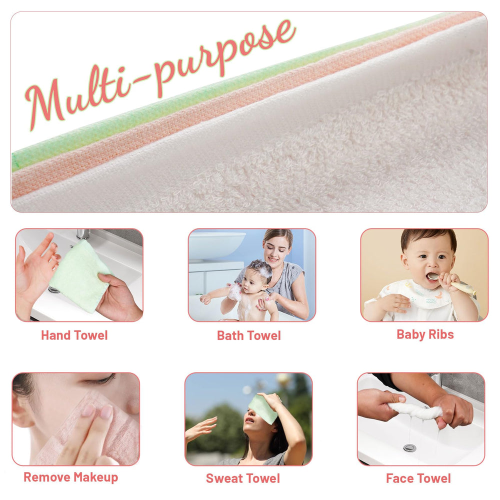Feibi Baby Washcloths absorbent texture for quick moisture pickup during bath or feeding.