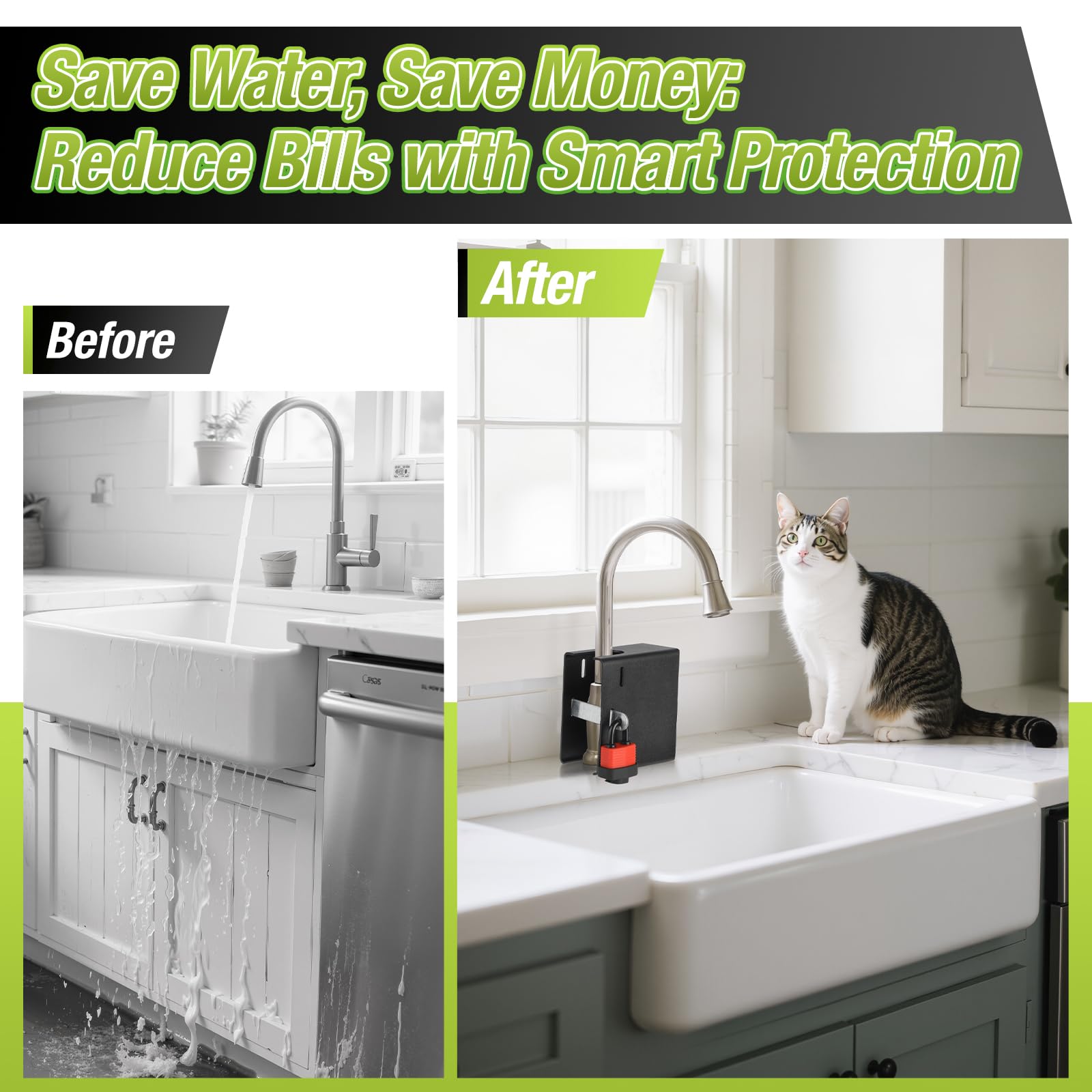 FeiTFX Faucet Lock Guard versatile for kitchen, bathroom and drinking taps.