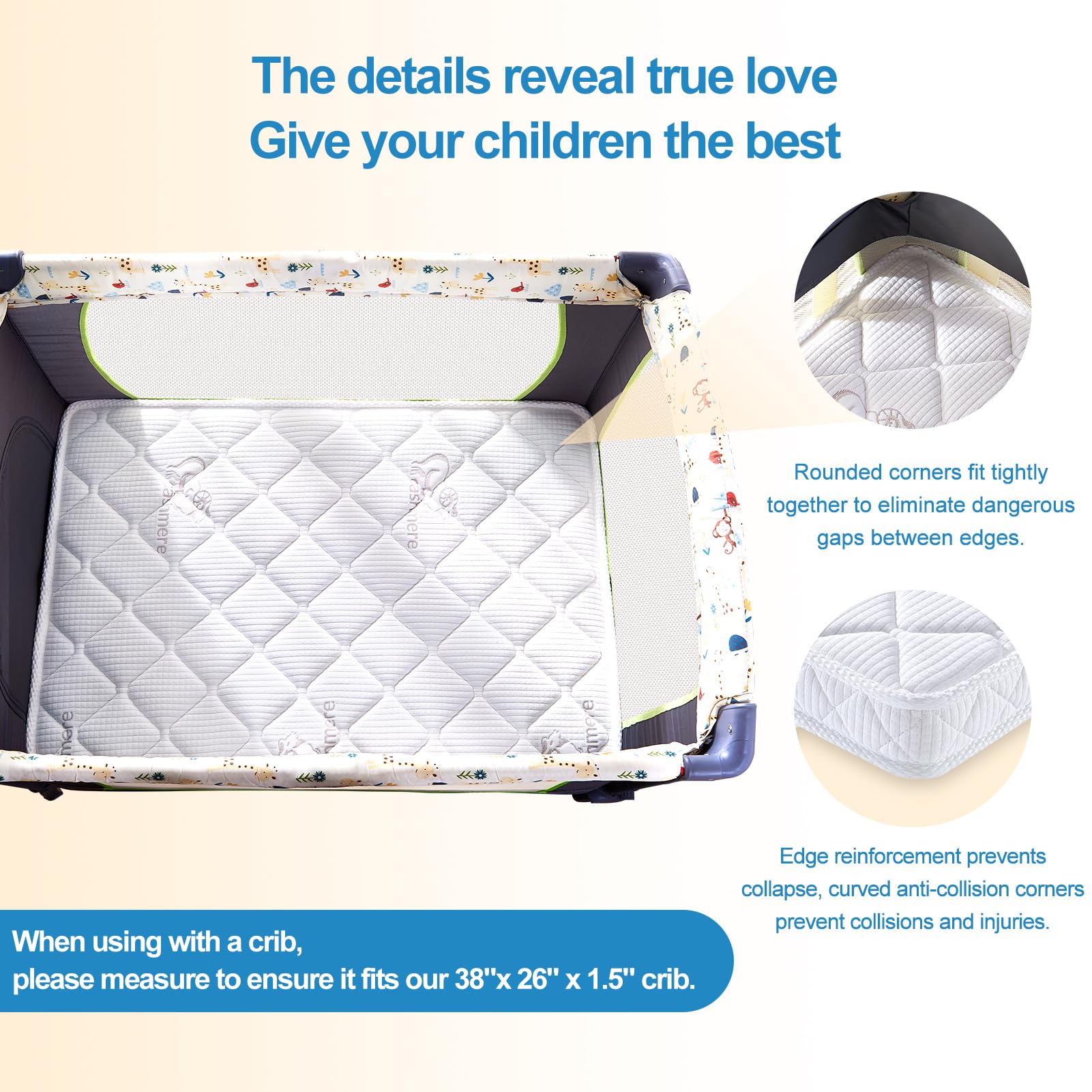 Feisaibaoly pack and play mattress on floor demonstrates versatile home setup.