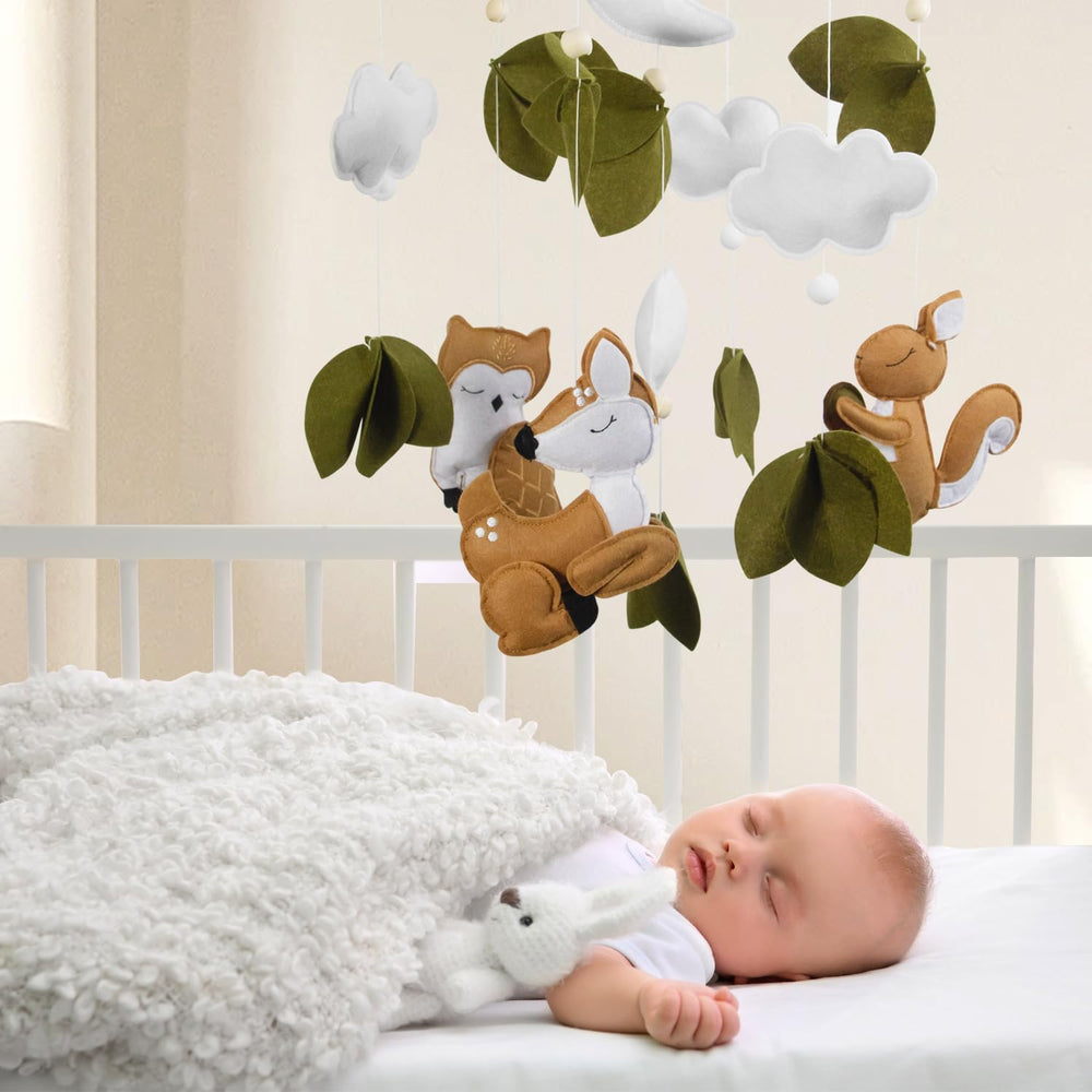 FEISIKE assembly-ready crib mobile with wooden poles for secure installation