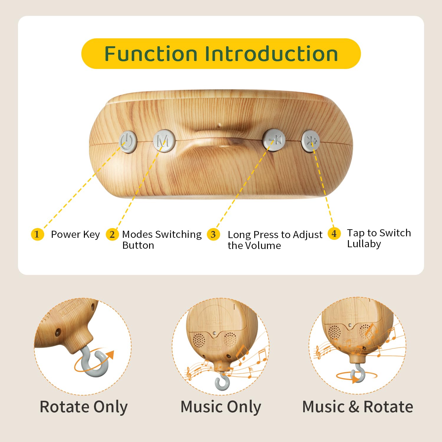 FEISIKE wooden mobile decor doubles as stylish nursery decor when not in use