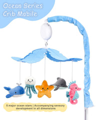 FEISIKE crib mobile shows 3 rotation modes for nap and play