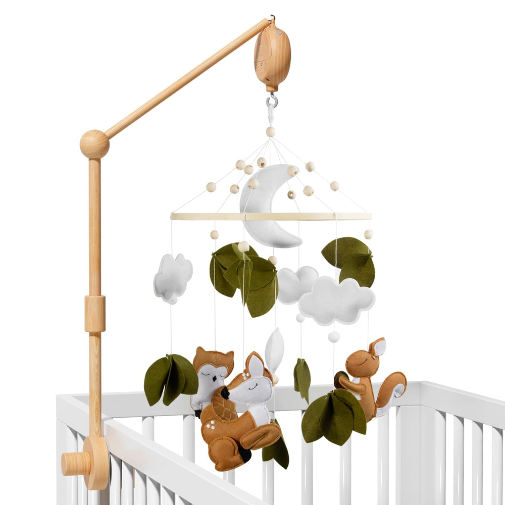 FEISIKE woodland animals mobile on a 34-inch arm supports visual tracking in the nursery