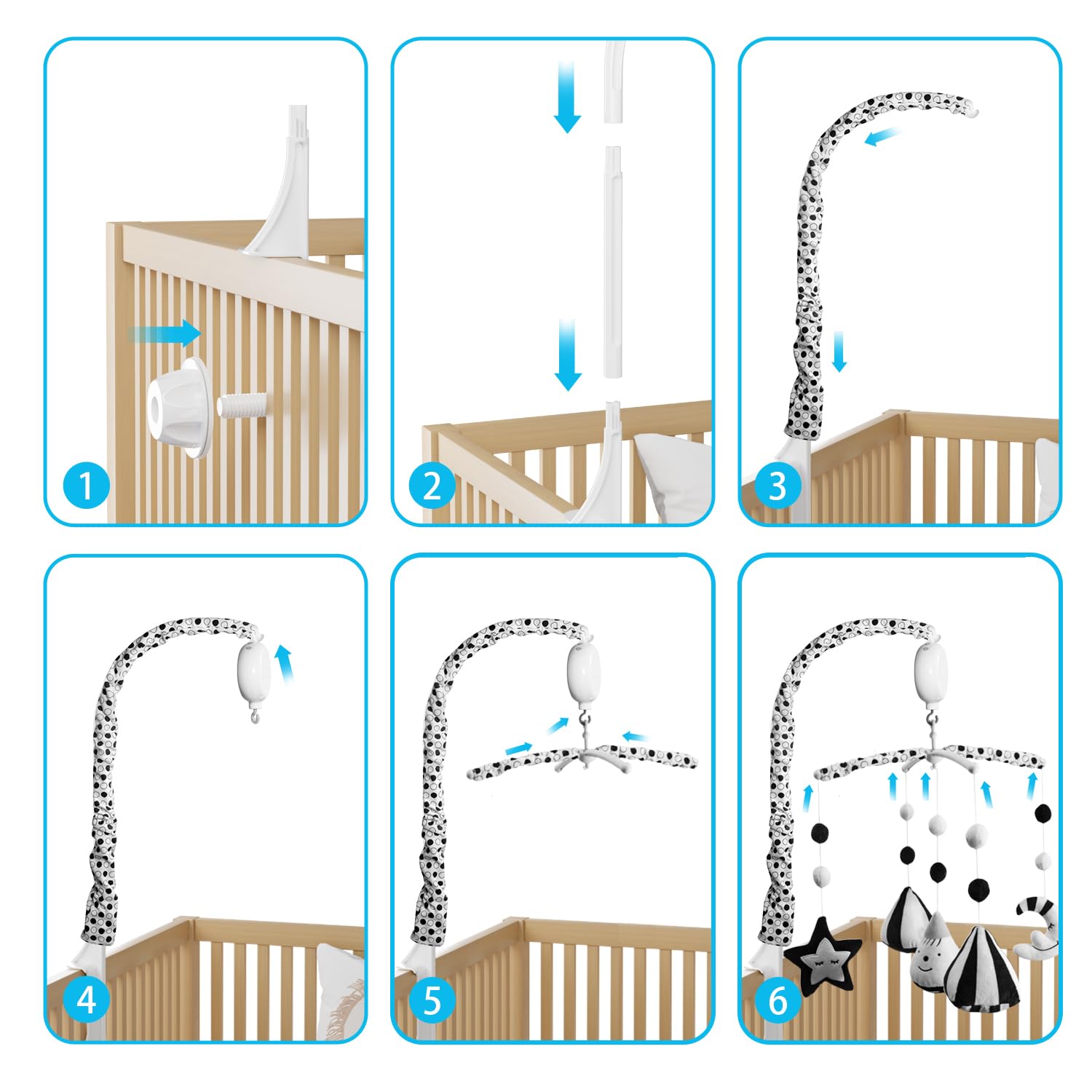 FEISIKE black-and-white crib mobile supports early visual development