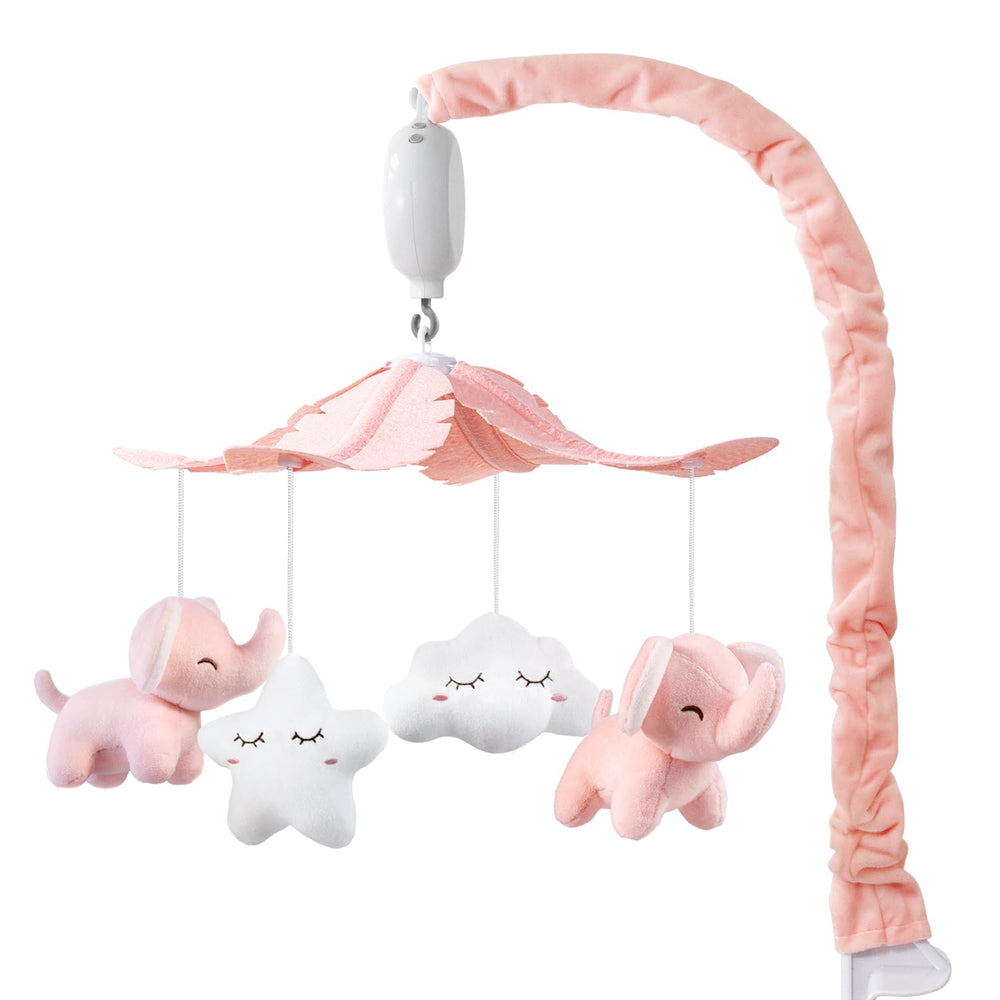 FEISIKE baby crib mobile rotating-dolls pink elephant calms baby