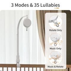 FEISIKE crib mobile motor 3-modes demonstrate spin, music, and combined mode options