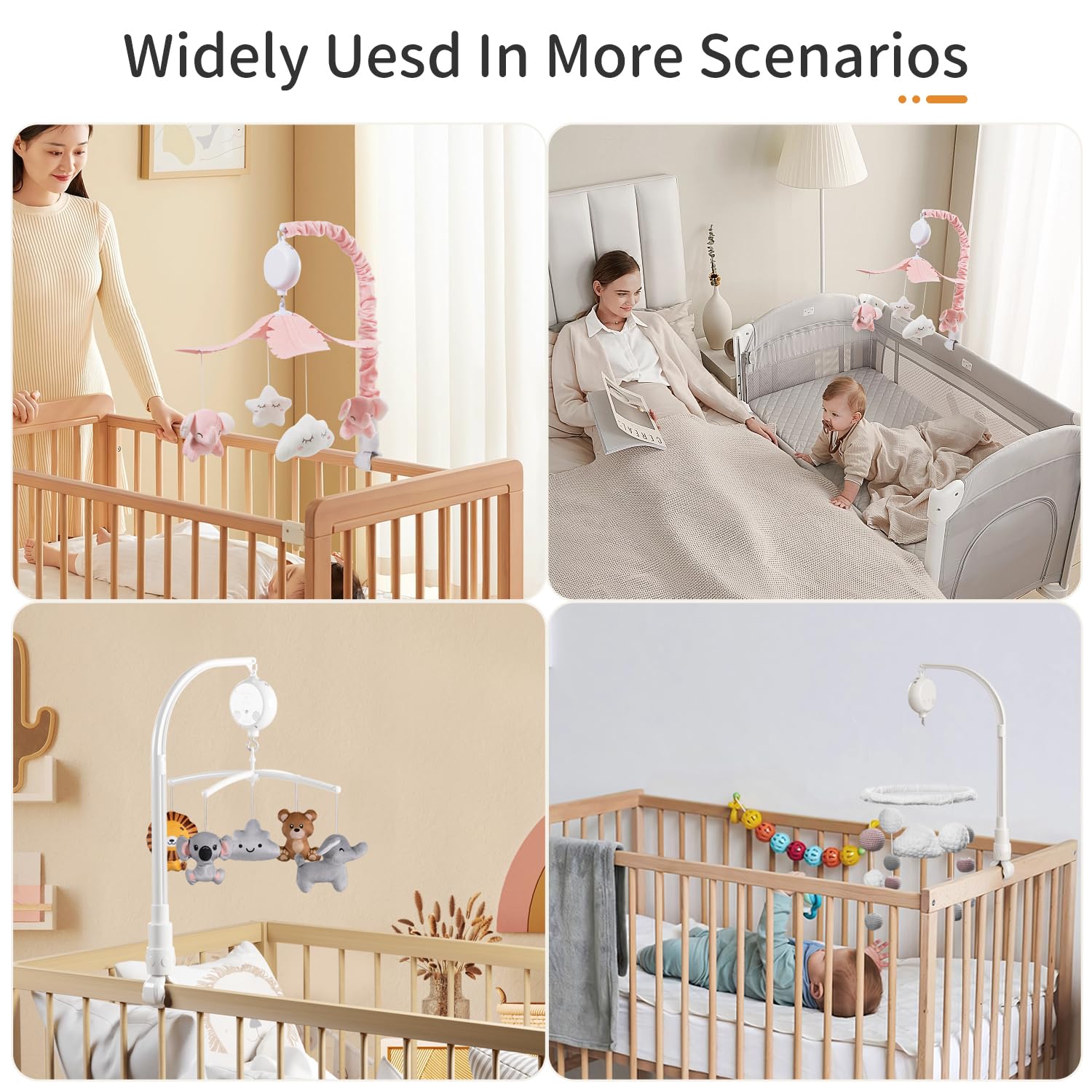 FEISIKE crib mobile motor battery-powered design supports cordless portability