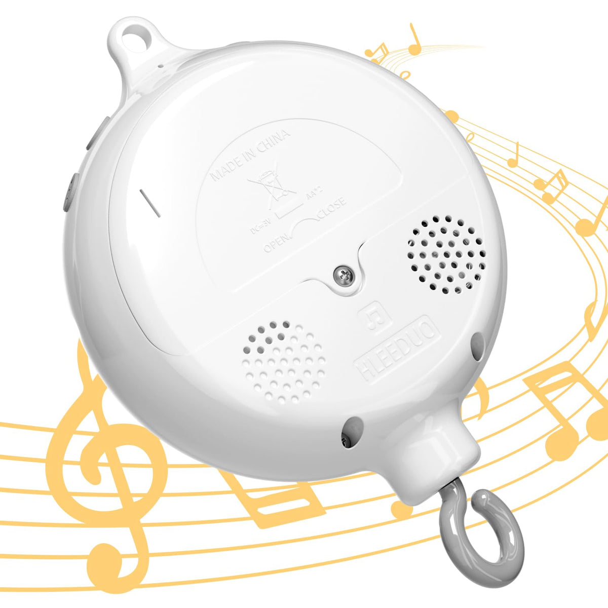 FEISIKE crib mobile motor front-view highlights a compact design for easy bedside setup