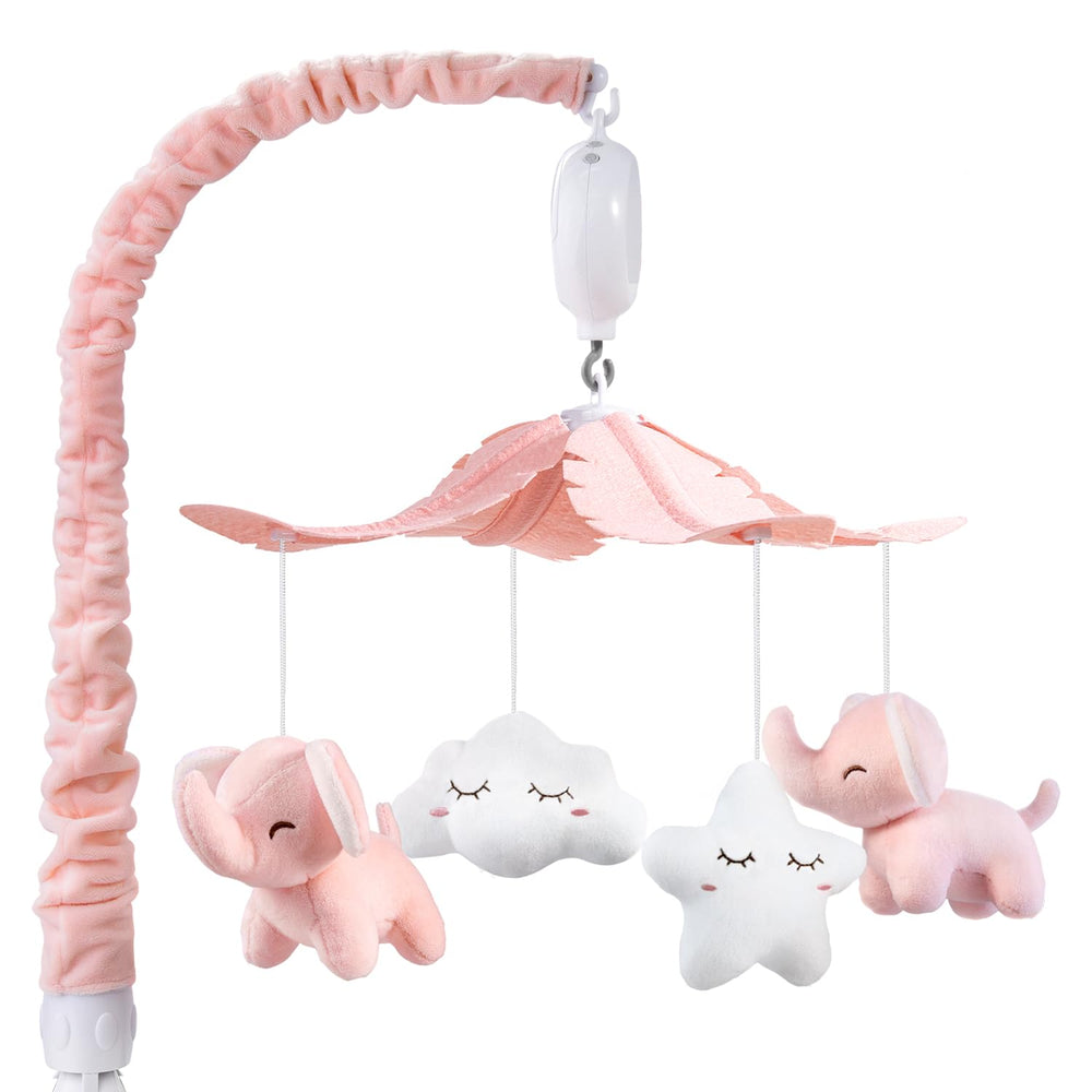 FEISIKE crib mobile pink elephant on crib provides gentle visual stimulation for babies