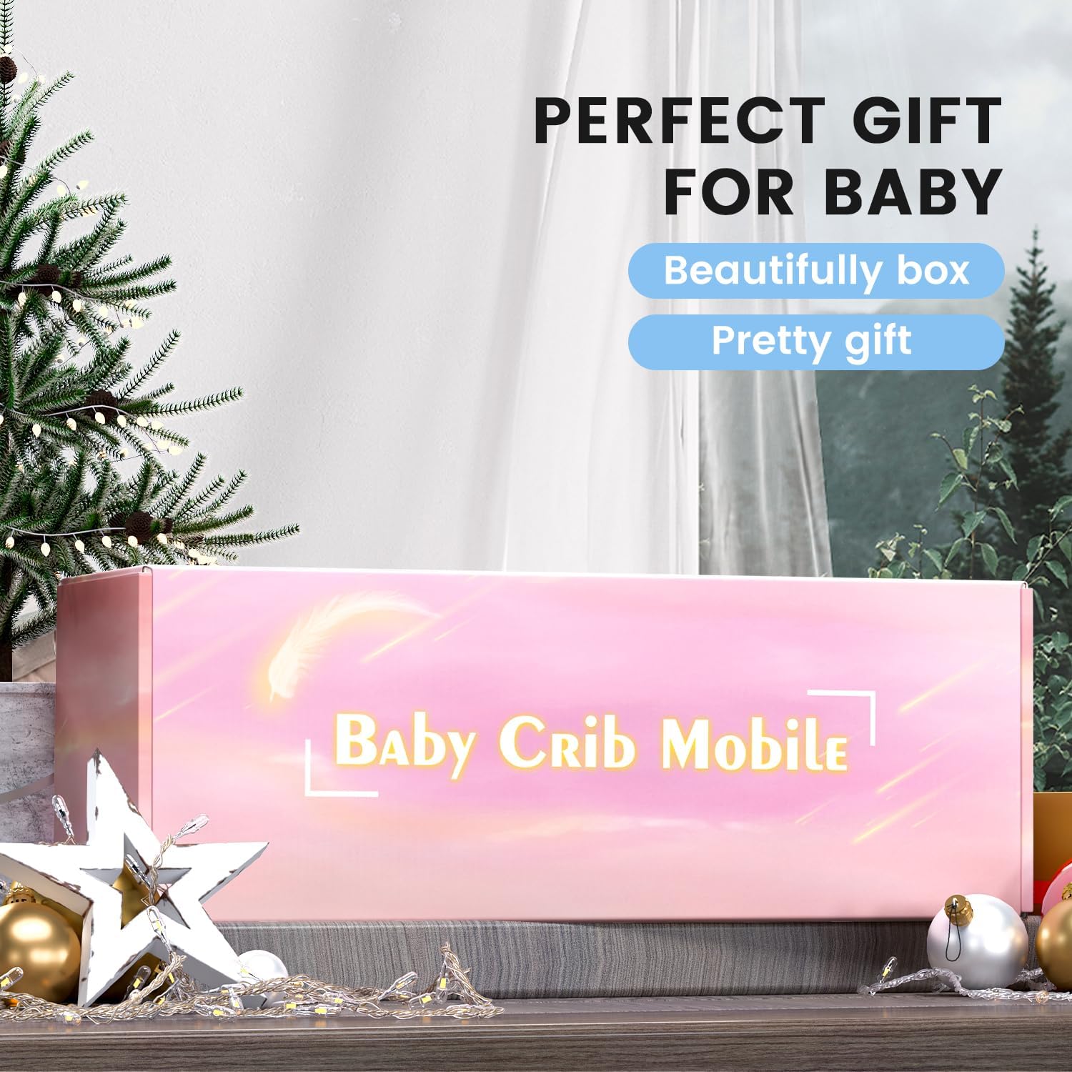 FEISIKE pink-themed mobile enhances visual and auditory engagement