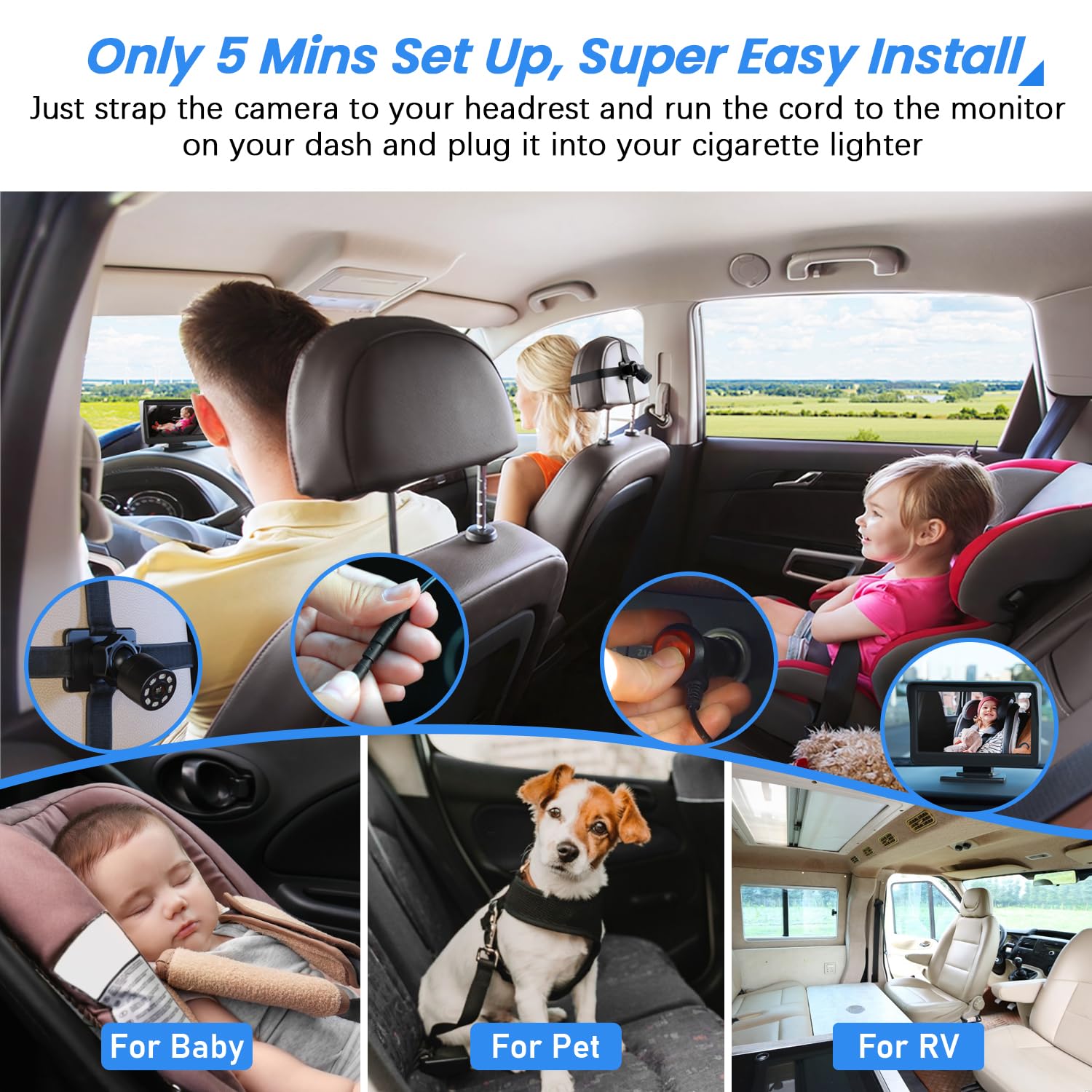 FEISIKE headrest strap attachment enables quick setup